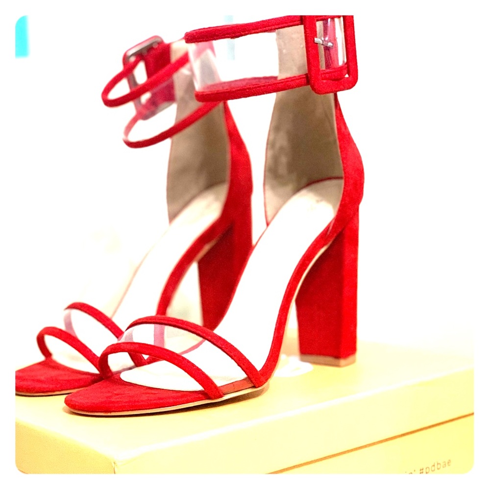 Red Strap Heeled Sandal